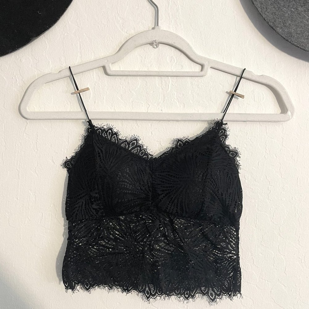 Black French Lace Crop